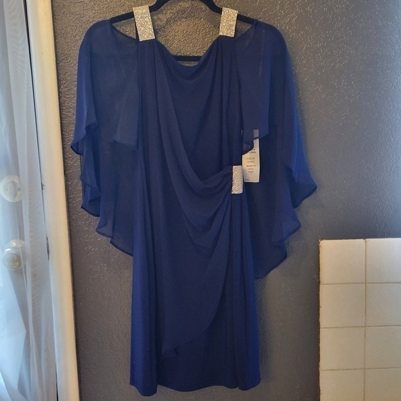 Msk Beaded-Strap Capelet-Back Dress size small color midnight - Picture 12 of 13